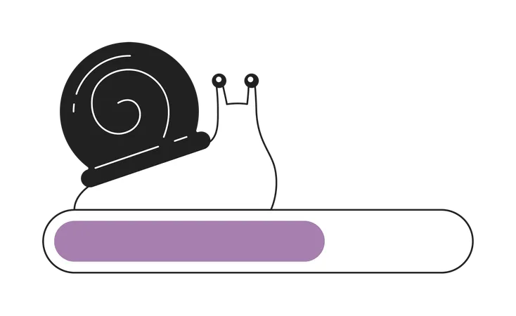 Escargot lentement avec barre de chargement en coquille en spirale  Illustration