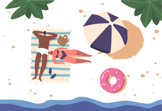 Escena de playa serena  Ilustración