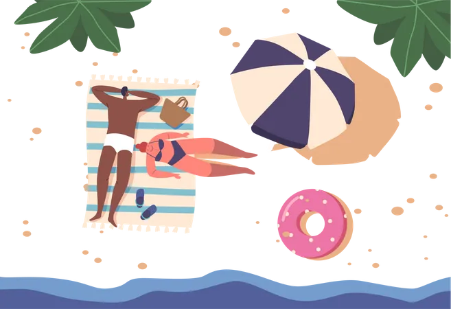 Escena de playa serena  Ilustración