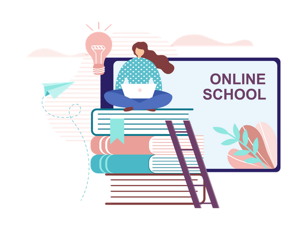 Escola e cursos on-line  Ilustração