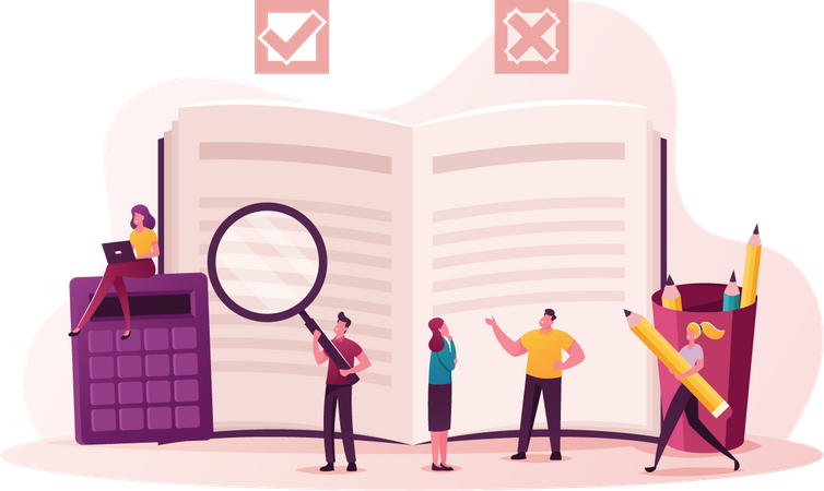 Escriba reglas en una lista de verificación con información legal  Ilustración