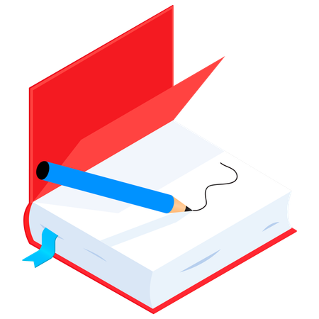 Escritura a lápiz sobre un libro  Ilustración
