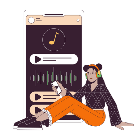 Escuchar música en un teléfono inteligente  Ilustración
