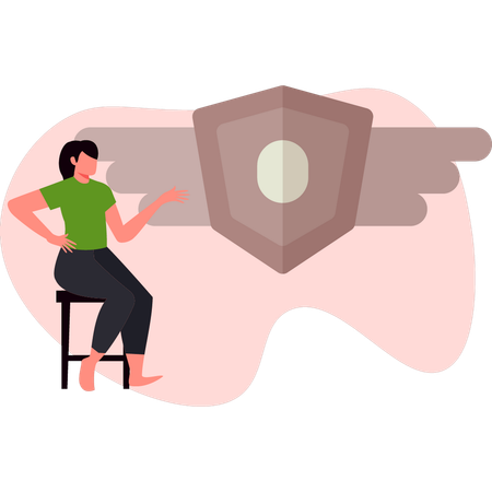 Mujer mirando escudo protector  Illustration