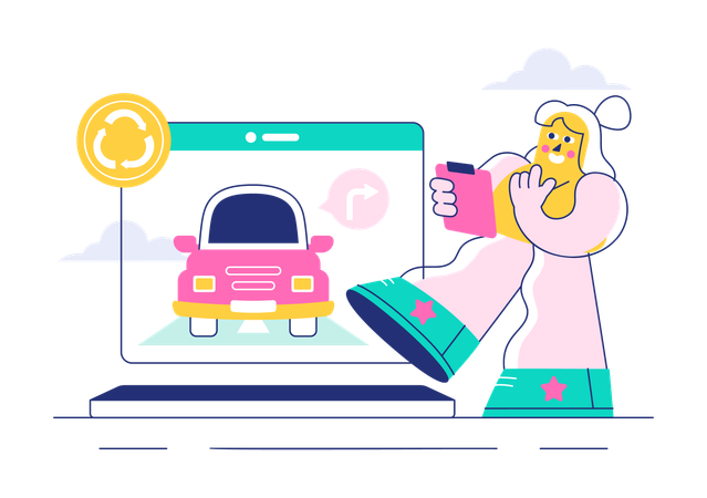 Escuela de conduccion de automoviles  Ilustración