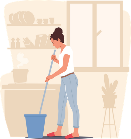 Limpar o chão da casa diariamente  Ilustração