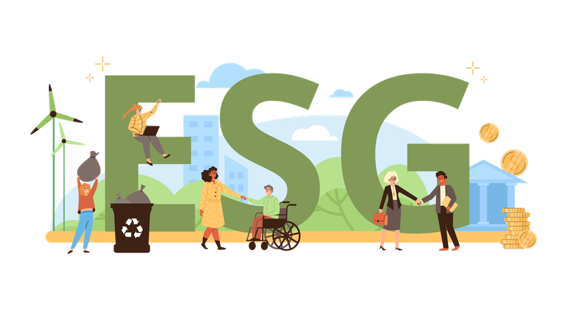 ESG 또는 회사 환경 사회 및 거버넌스  일러스트레이션