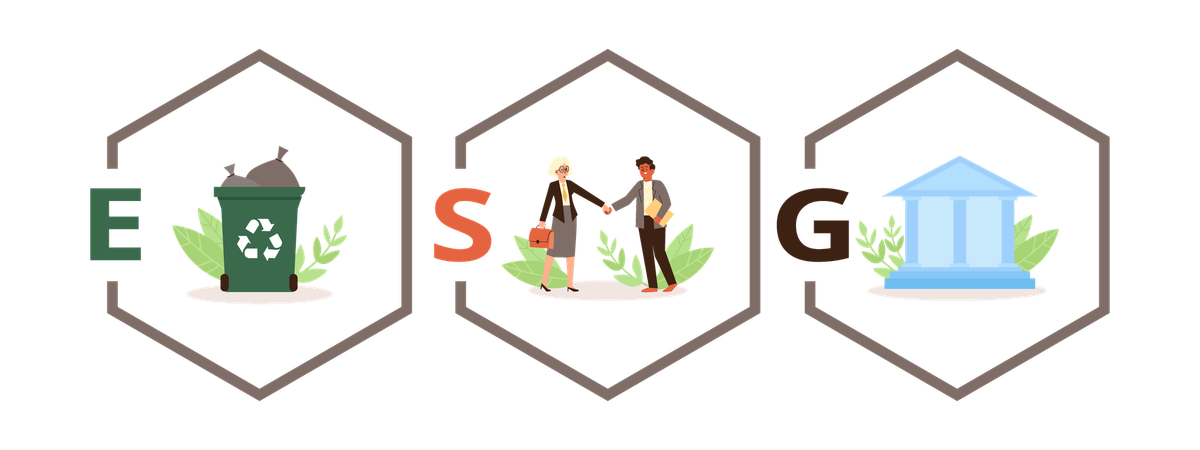 ESG 또는 지속 가능하고 윤리적인 사업  일러스트레이션
