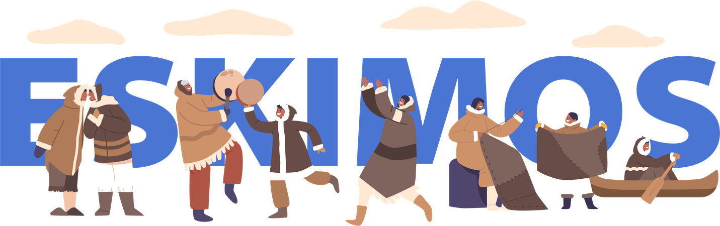 Eskimo People Activities  Illustration