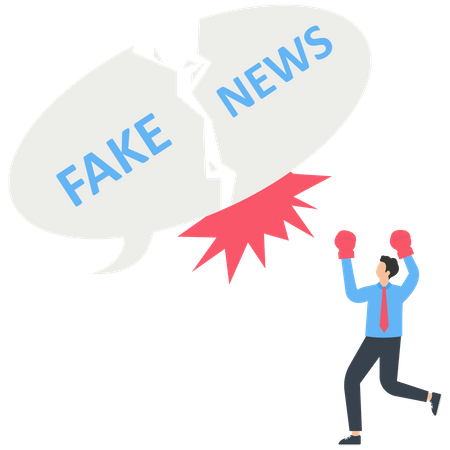 Esmagar e impedir a propagação de notícias falsas ou informações falsas na Internet e na mídia  Ilustração