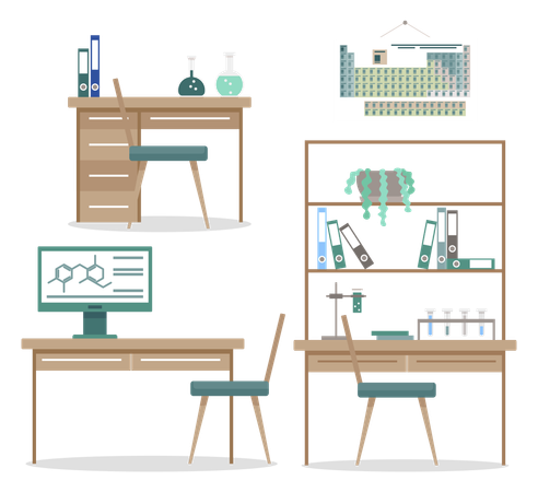 Espace de travail avec mobilier  Illustration