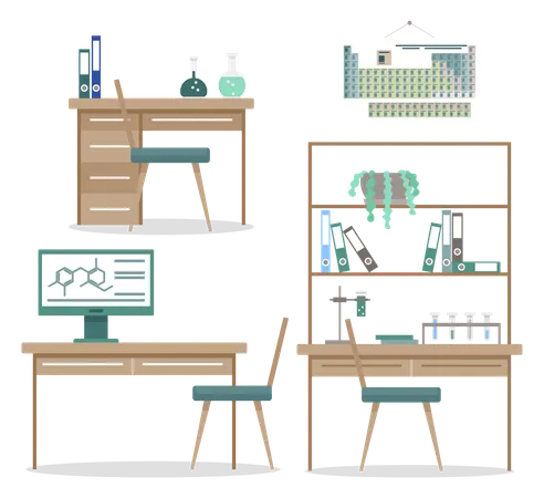 Espace de travail avec mobilier  Illustration