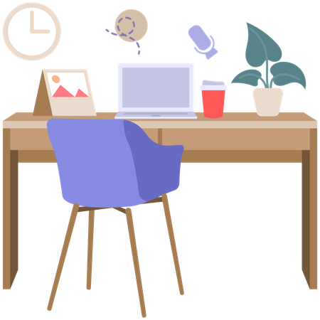 Espaço de trabalho doméstico moderno  Ilustração