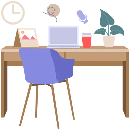 Espaço de trabalho doméstico moderno  Ilustração