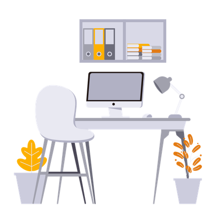 Espaço de trabalho escritório  Ilustração
