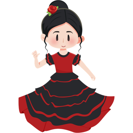 Traje de flamenca niña España  Ilustración