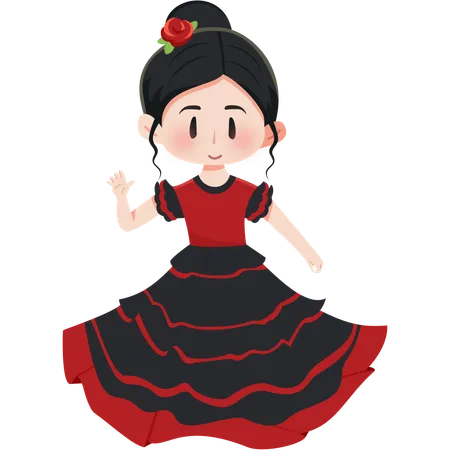 Traje de flamenca niña España  Ilustración