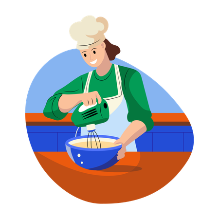 Especialista em panificação misturando em tigela  Ilustração