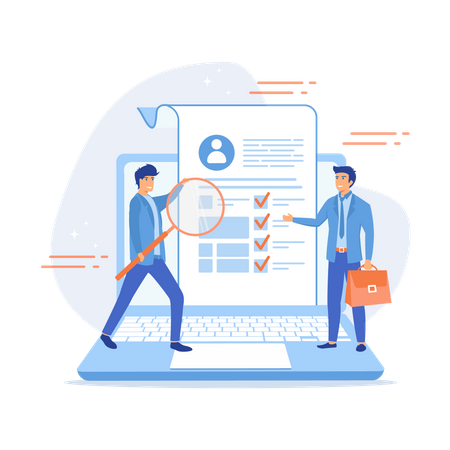 Especialistas em RH escolhendo o melhor candidato para o trabalho  Ilustração