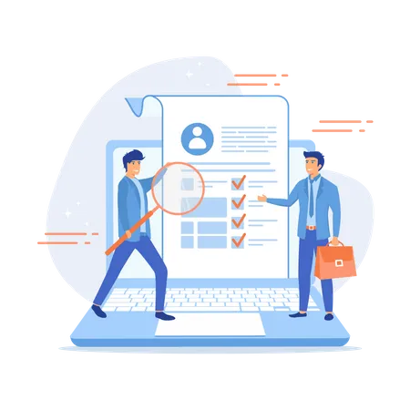 Especialistas em RH escolhendo o melhor candidato para o trabalho  Ilustração