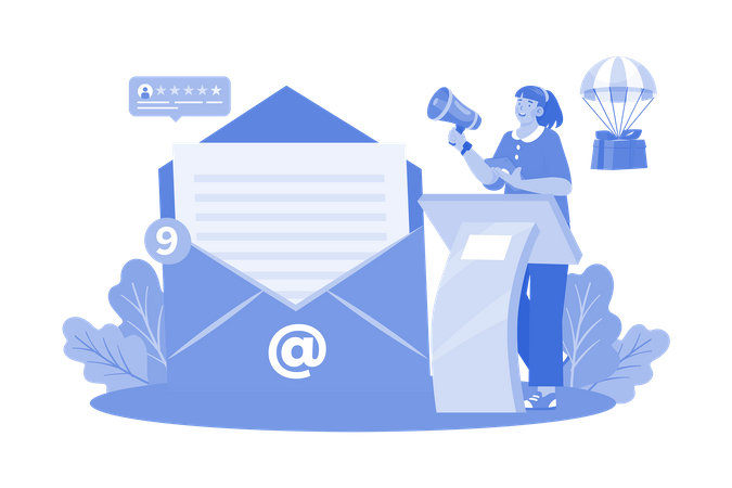 Los especialistas en marketing por correo electrónico desarrollan y ejecutan campañas de correo electrónico.  Ilustración