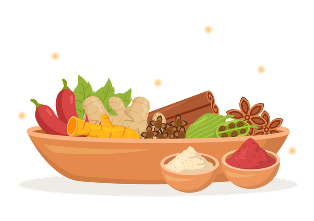 Especiarias exóticas para temperar  Ilustração