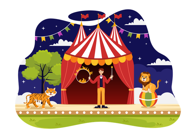 Espectáculo de carpa de circo  Ilustración