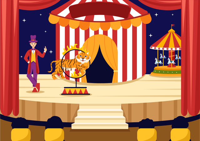 Espectáculo de circo moderno  Ilustración
