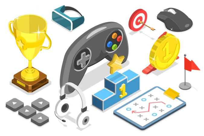 3 D Isometric Flat Vector Conceptual Illustration Of E Sport Competition Cybersport Training And Video Games Illustration