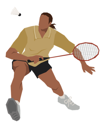 Homem do esporte jogando badminton  Ilustração