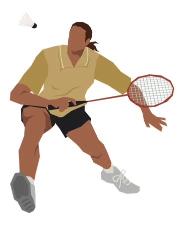 Homem do esporte jogando badminton  Ilustração