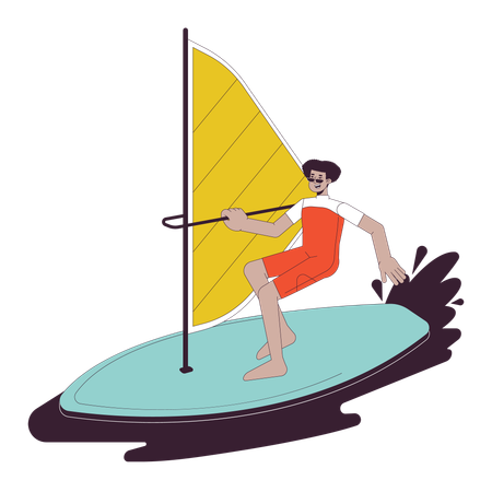 Esporte radical de windsurf  Ilustração