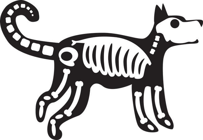 Esqueleto de cachorro assustador de Halloween  Ilustração