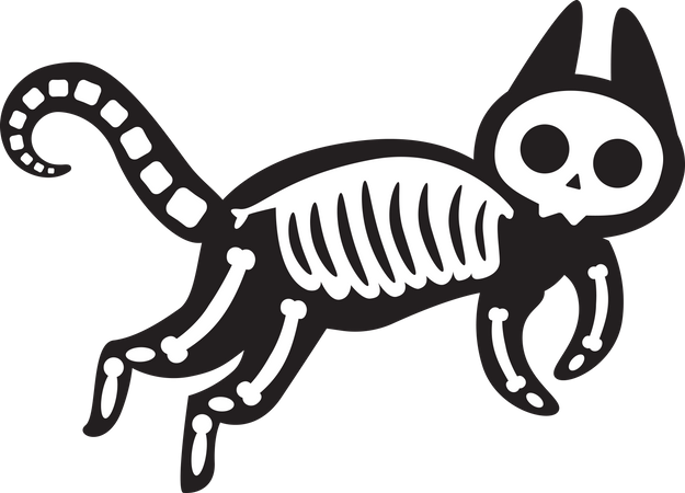 Esqueleto de gato assustador de Halloween  Ilustração