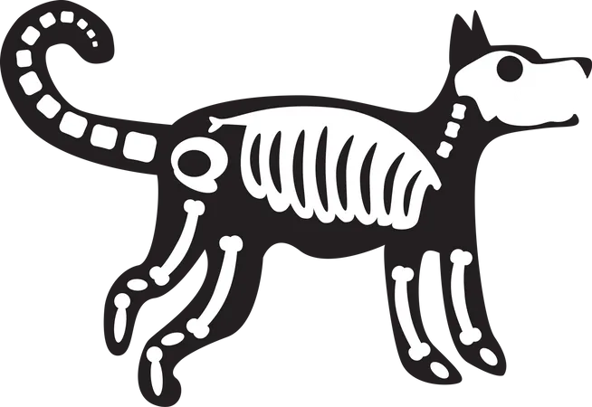 Esqueleto de perro aterrador de Halloween  Ilustración