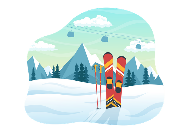 Esquí Deporte de invierno  Ilustración