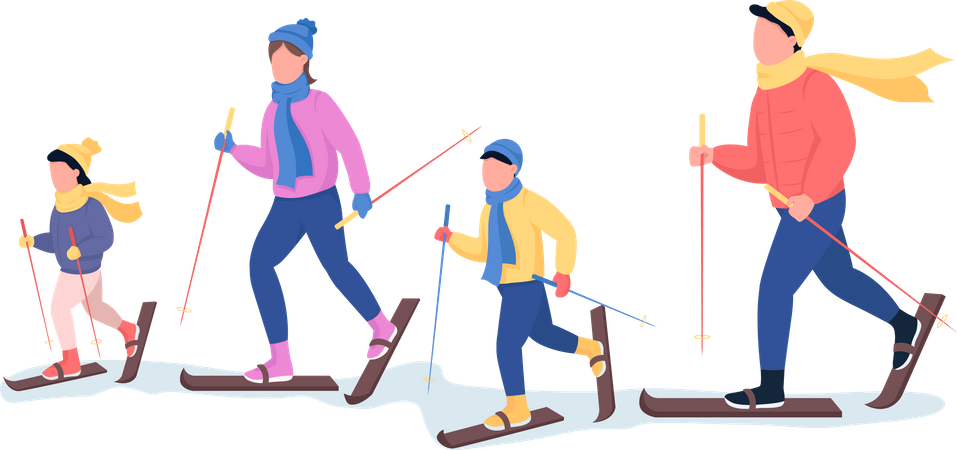Esqui em família  Ilustração