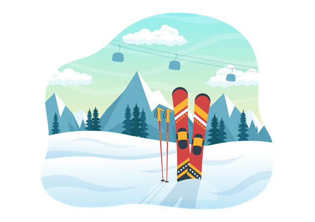 Esqui, esporte de inverno  Ilustração