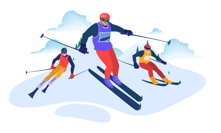 Esqui na neve  Ilustração
