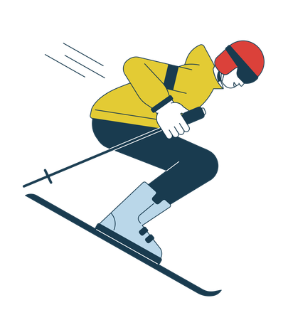 Esquiador masculino com bastões de esqui  Ilustração