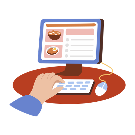 Essen online über die Website bestellen  Illustration