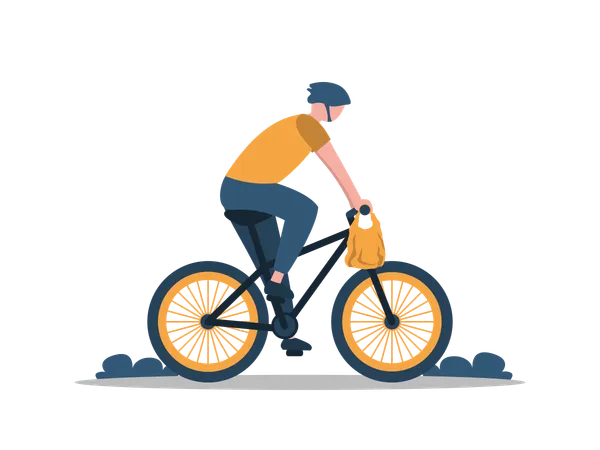 Essenslieferant auf Fahrrad  Illustration