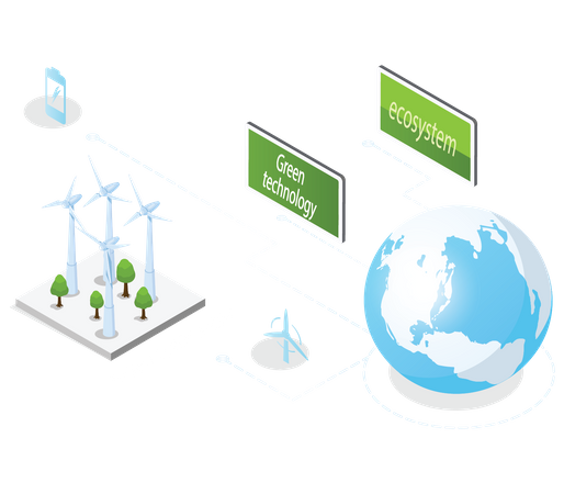 Estação de energia eólica  Ilustração