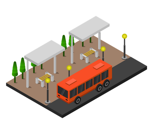 Estación de autobuses  Ilustración