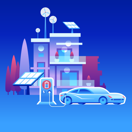Estación de carga de coche  Ilustración