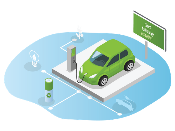 Estación de carga de coches eléctricos  Ilustración