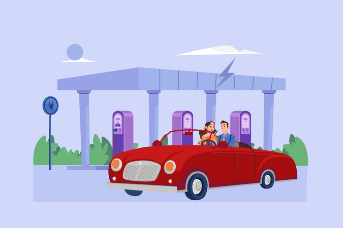 Estación de carga eléctrica  Ilustración
