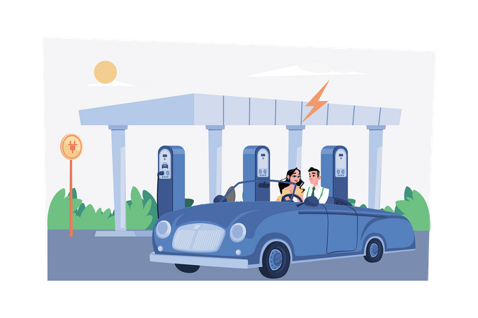 Estación de carga eléctrica  Ilustración