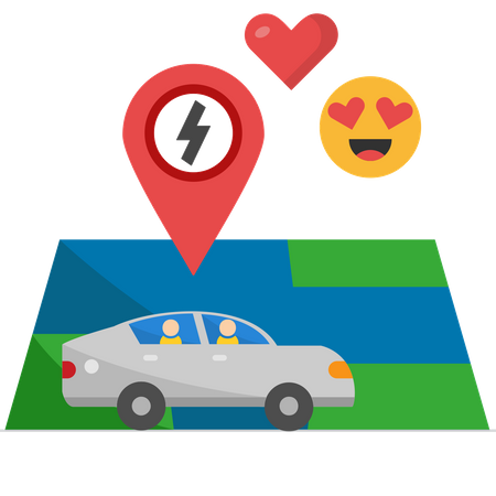 Estación de Carga Eléctrica Ubicación en el mapa  Ilustración