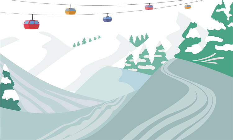 Estación de esquí de montaña  Ilustración